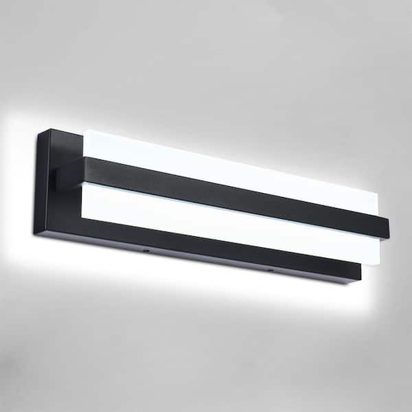 EDISLIVE Alexio 19.7 in. Black Dimmable LED Vanity Light Fixture, Modern Bathroom Wall Lights Over Mirror for Bath