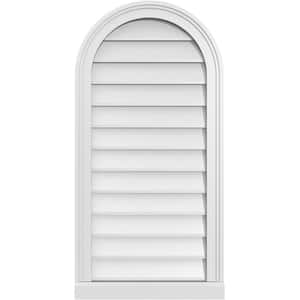 18 in. x 36 in. Round Top White PVC Paintable Gable Louver Vent Non-Functional