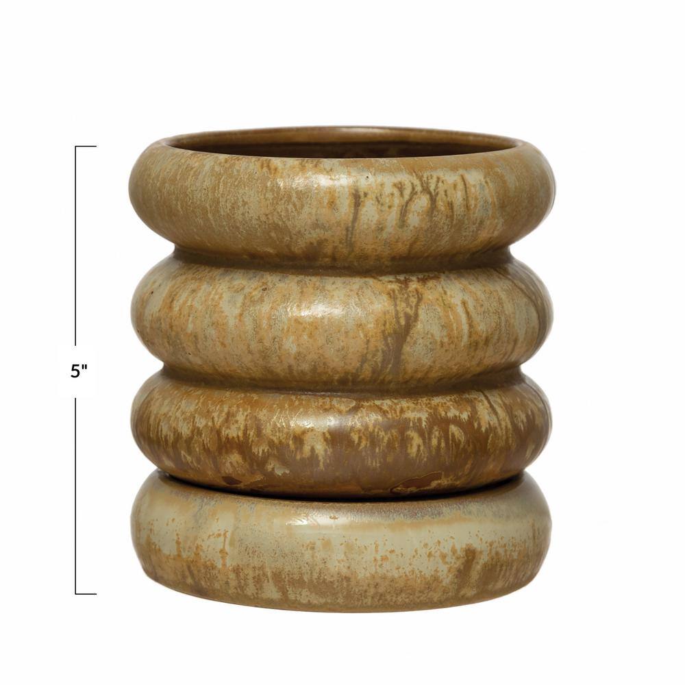 Butterscotch Reactive Glaze Stoneware Planter with Saucer