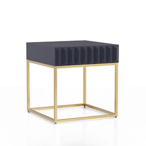 Kapulet 23 in. Antique Blue and Gold Square Wood Top End Table