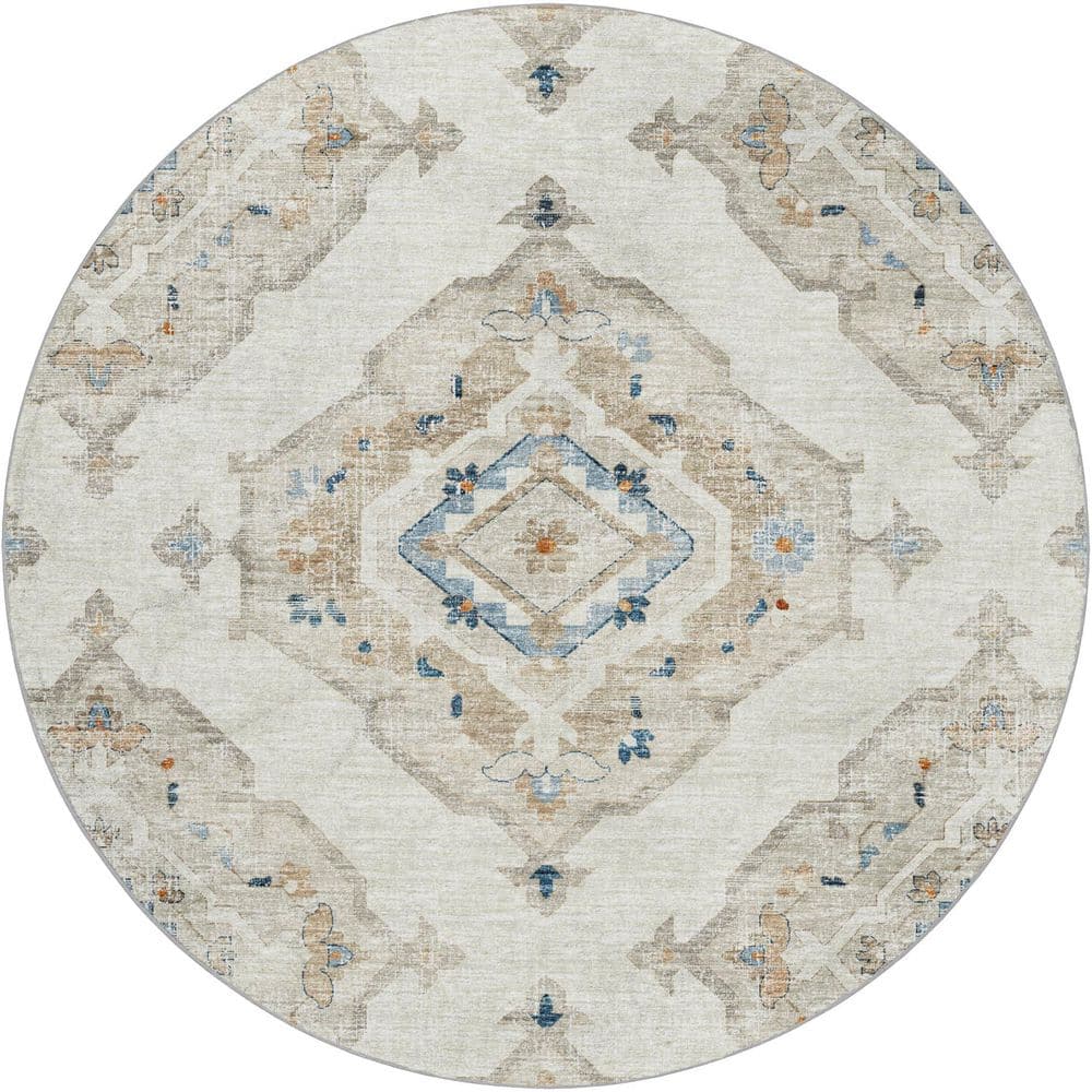 Dream Shag Premium Machine Washable Abstract ADS91 Linen 8 ft. x 8 ft. Round Rug price history on PriceWatchPro