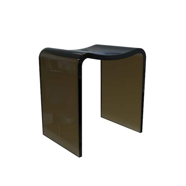 15.74 in W Freestanding Shower Seat in Translucent Black, Widened Leg Design Resin Stool