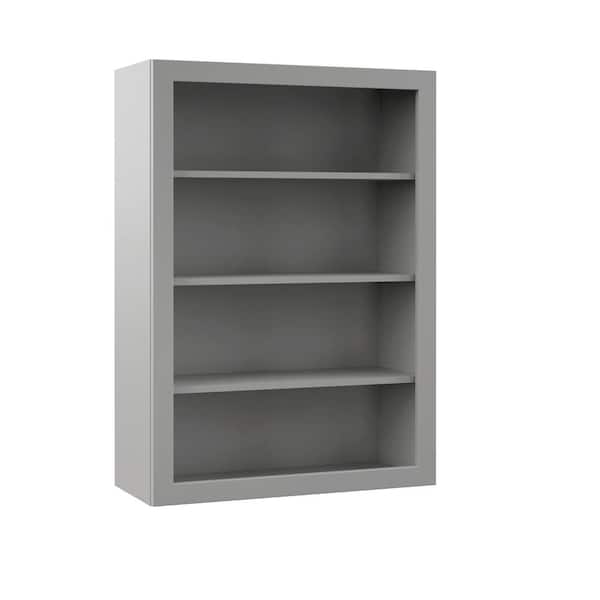 Hampton Bay Designer Series Melvern Assembled 30x42x12 in. Wall Open Shelf Kitchen Cabinet in Heron Gray