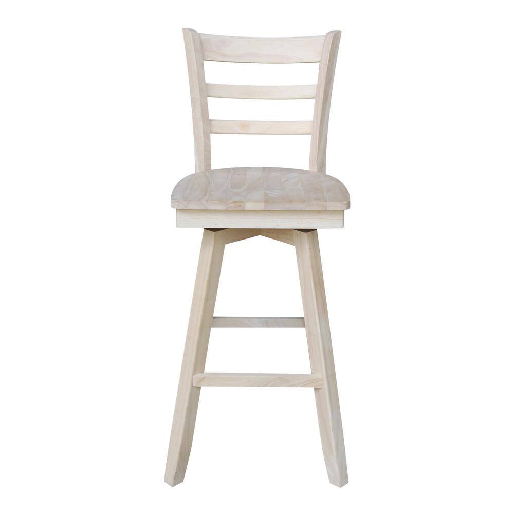 Emily Unfinished Wood Swivel Bar Height Stool