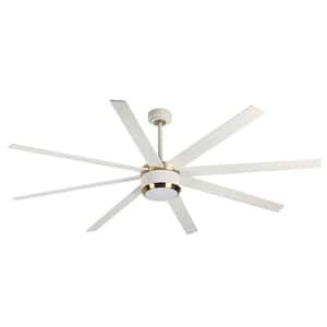 72 in. Smart Indoor White Metal Low Profile Standard Ceiling Fan Light with Bright Integrated LED with Remote Control