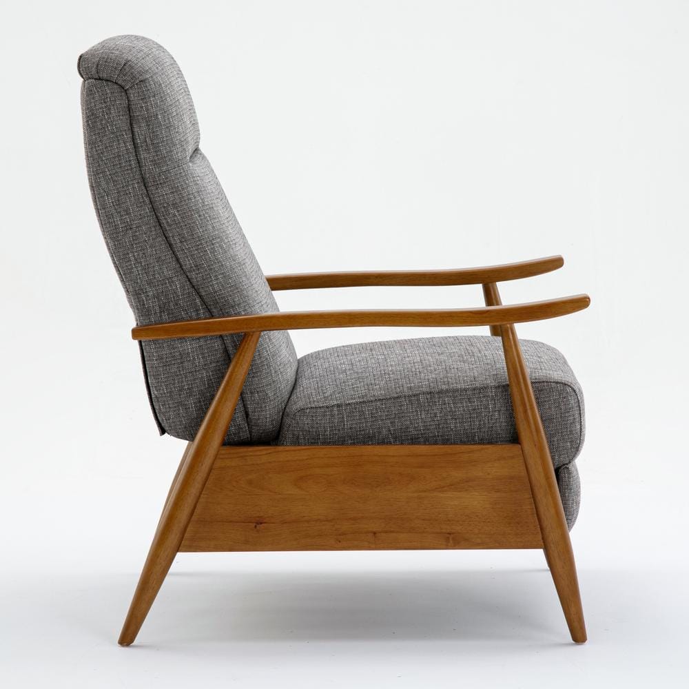 Terni Ashen Grey Performance Fabric Mid-Century Modern Recliner