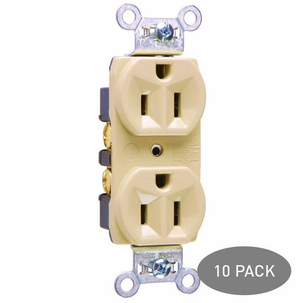 10 PACK COMMERCIAL 20A 125V BROWN PASS & SEYMOUR CR20 DUPLEX RECEPTACLE 