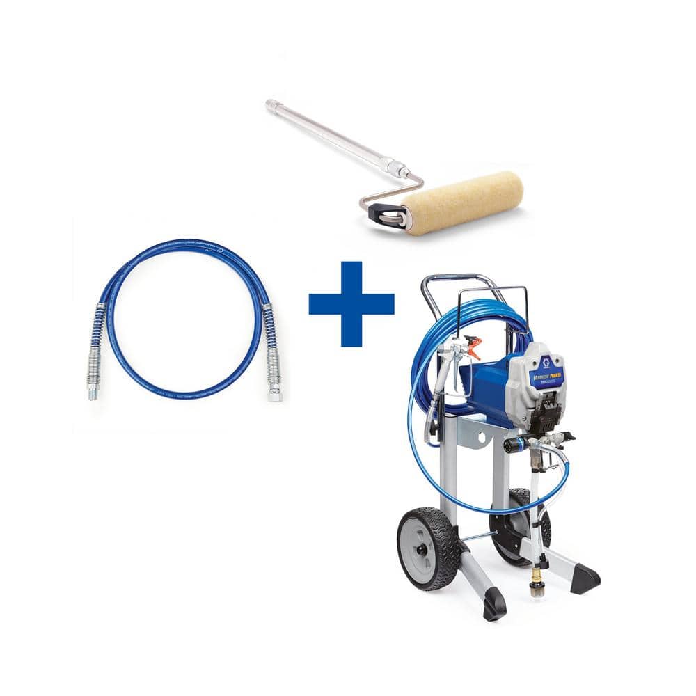 Graco Magnum ProX19 Cart Airless Paint Sprayer with 4 ft. Whip Hose and Pressure Roller Kit -  18F035