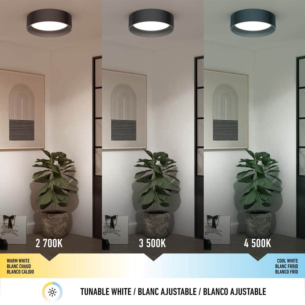 Modern Matte Black LED Ceiling Light with Dimmable Remote Control