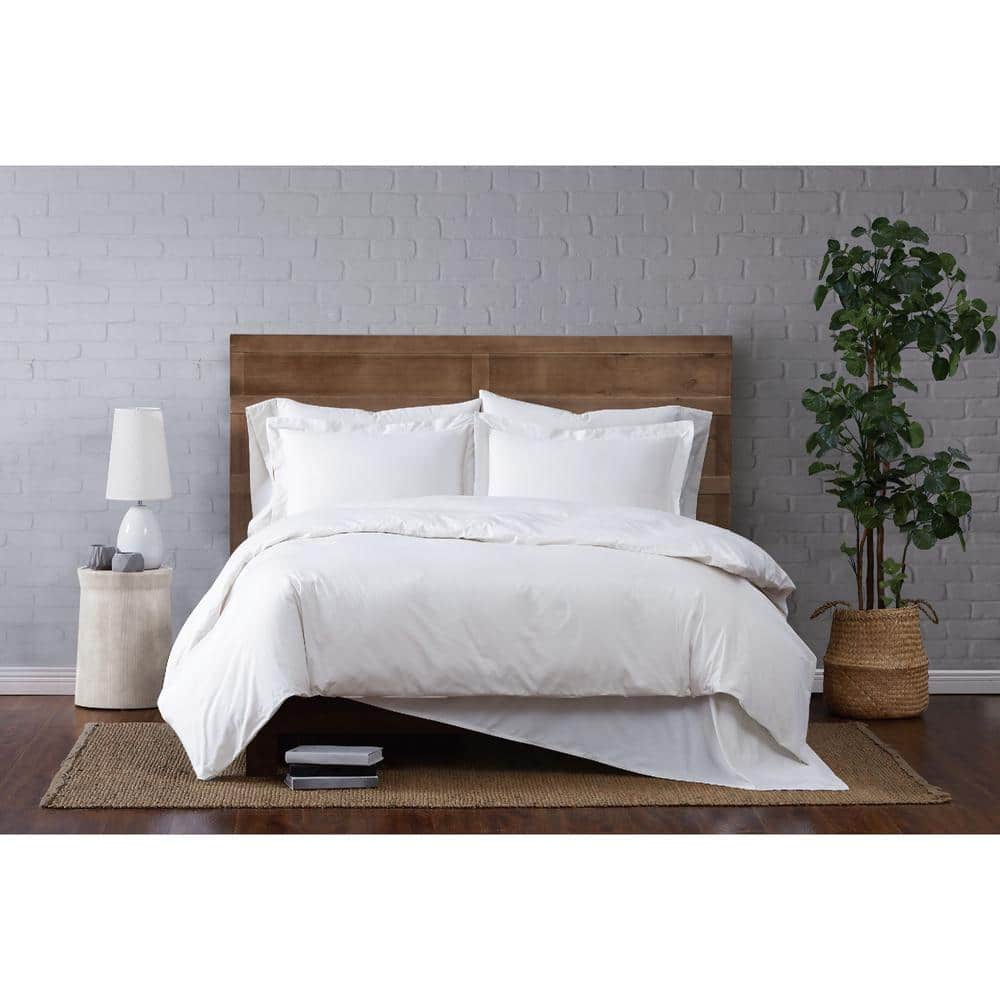 Brooklyn Loom Classic 3Piece Cotton White King Duvet Set DCS3158WTKG