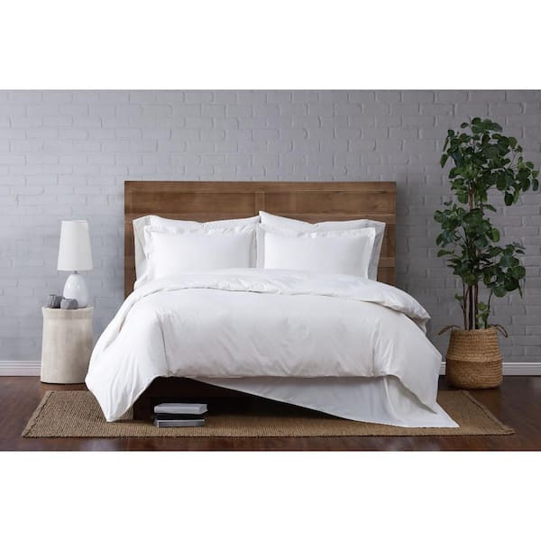 Brooklyn Loom Classic 3-Piece Cotton White King Duvet Set