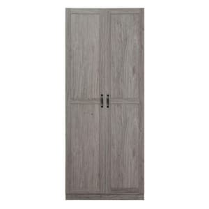 Hopkins Grey 29.6 in. Wide Freestanding Storage Closet Wardrobe with 7 Shelves