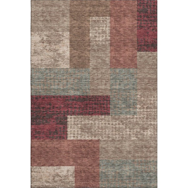 Addison Rugs Mayfield Premium Machine Washable Abstract AMF941 Mocha 3 ft. x 4 ft. Area Rug