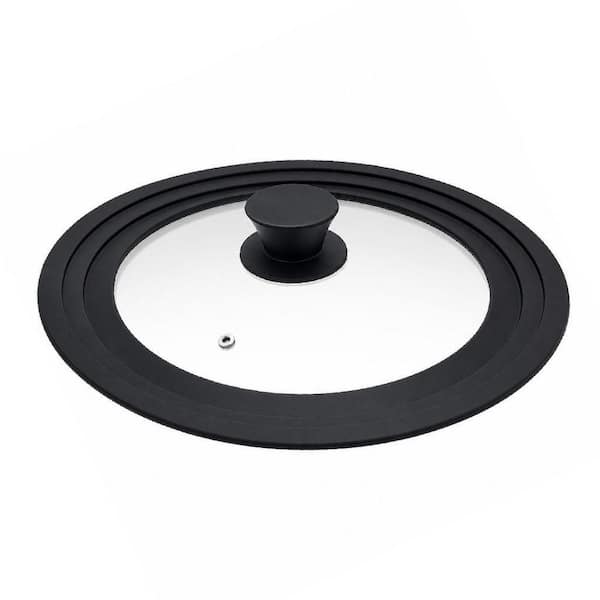 12 in. Universal Tempered Glass Lid, Pot Lid with Heat Resistant Silicone Rim, Multi Size Compatible Kitchen Cover