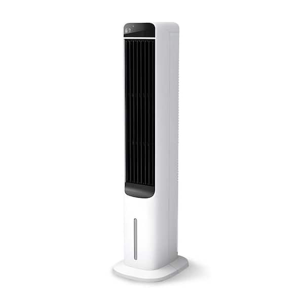 558 CFM 3-Speed Bladeless Tower Fan Portable Evaporative Cooler for 300 sq. ft. with Humidifier in White