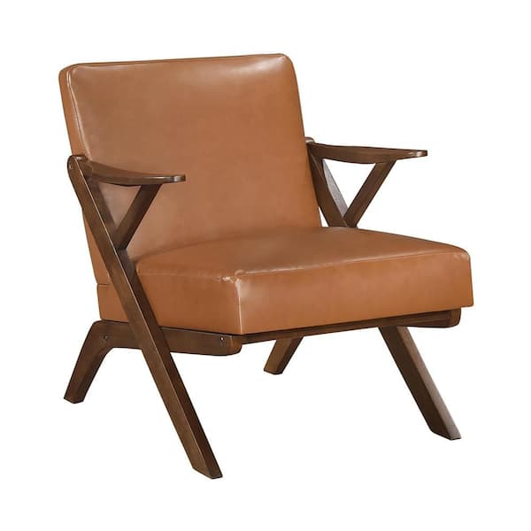 Herriman Brown Faux Leather Upholstery Accent Arm Chair