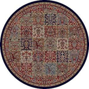 Jewel Panel Red 5 ft. Round Area Rug