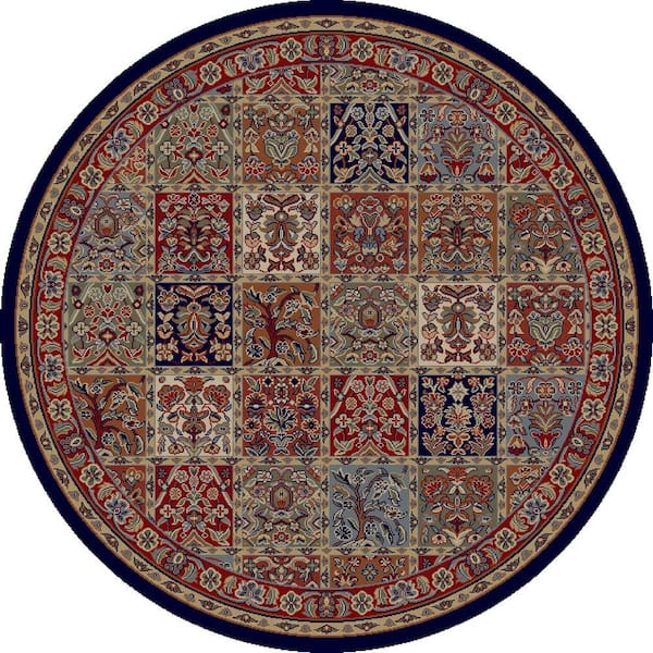 Concord Global Trading Jewel Panel Red 5 ft. Round Area Rug