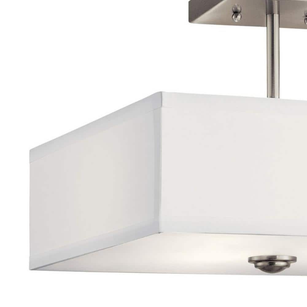 Elegant Urban 14" Brushed Nickel Square Semi-Flush Ceiling Light