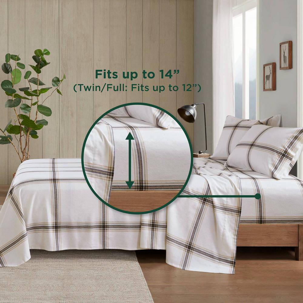 Full Blue Plaid Cotton Flannel Bedding Set
