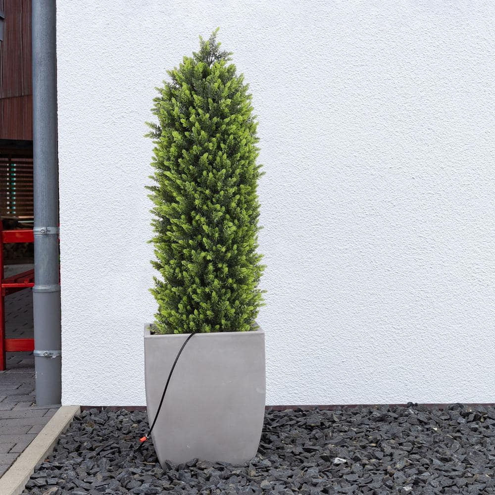 4ft Green Plastic Boxwood Topiary Trees in Black Pots