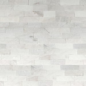 Cosmic White Ledger Panel 6 in. x 24 in. Natural Marble Wall Tile (6 sq. ft./case)
