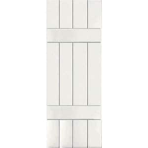 15 in. x 29 in. Exterior Real Wood Pine Board and Batten Shutters Pair White