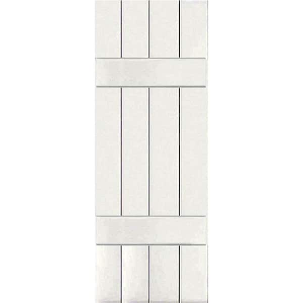 Ekena Millwork 15 in. x 36 in. Exterior Real Wood Pine Board & Batten Shutters Pair White