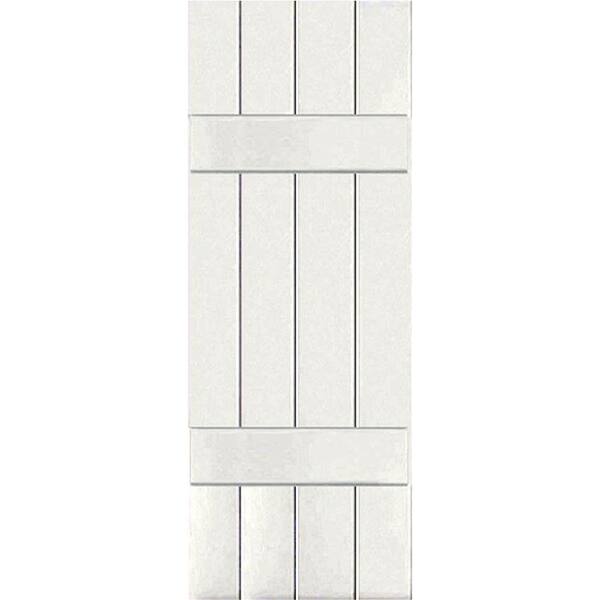 Ekena Millwork 15" x 39" Exterior Four Board (2 Batten) Real Wood Cedar Board-n-Batten Shutters (Per Pair), White