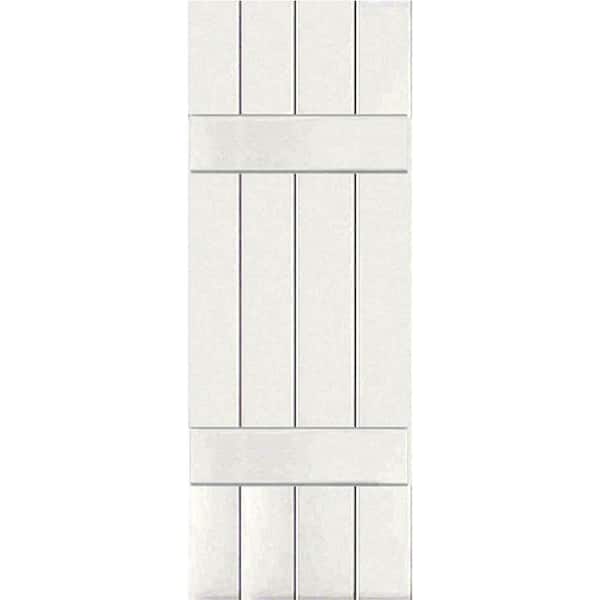 Ekena Millwork 15 in. x 45 in. Exterior Real Wood Sapele Mahogany Board and Batten Shutters Pair White