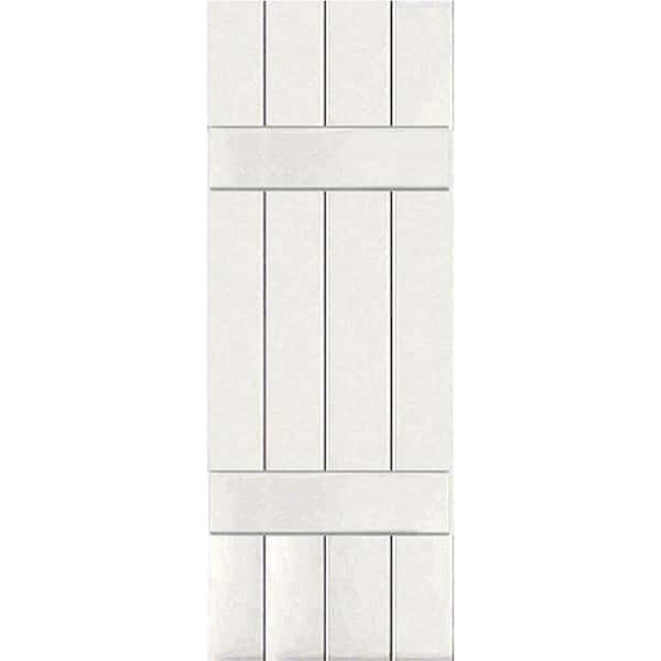 Ekena Millwork 15" x 72" Exterior Four Board (2 Batten) Real Wood Cedar Board-n-Batten Shutters (Per Pair), White