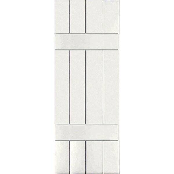 Ekena Millwork 15 in. x 77 in. Exterior Real Wood Pine Board and Batten Shutters Pair White