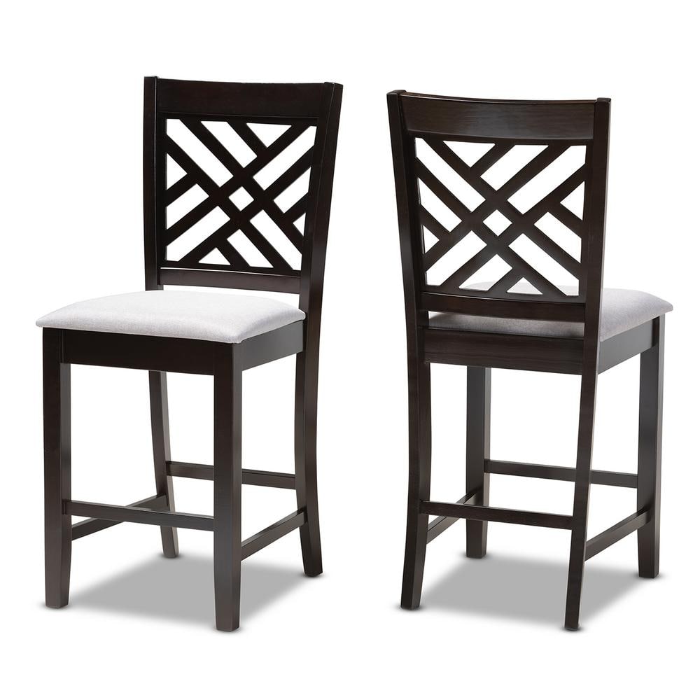 Baxton Studio Caron 43 in. Gray and Espresso Bar Stool (Set of 2) 153