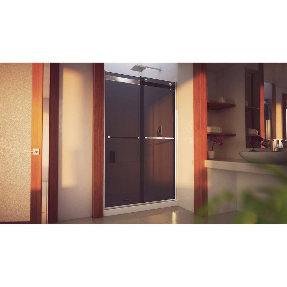 Essence-H 48" x 76" Semi-Frameless Chrome and Gray Glass Shower Door