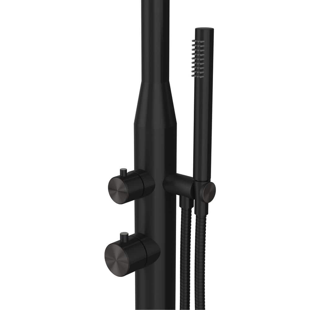 Matte Black Stainless Steel Outdoor Shower System with Hand Shower