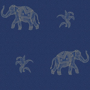 Elephant Walk Blue Vinyl Peel and Stick Matte Wallpaper 30.75 sq. ft.