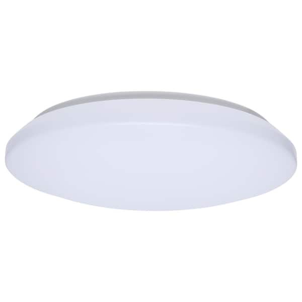 Cloud 14 in. White Utility Flush Mount with White PMMA Shade, Integrated LED 17-Watt Round Non-Dimmable