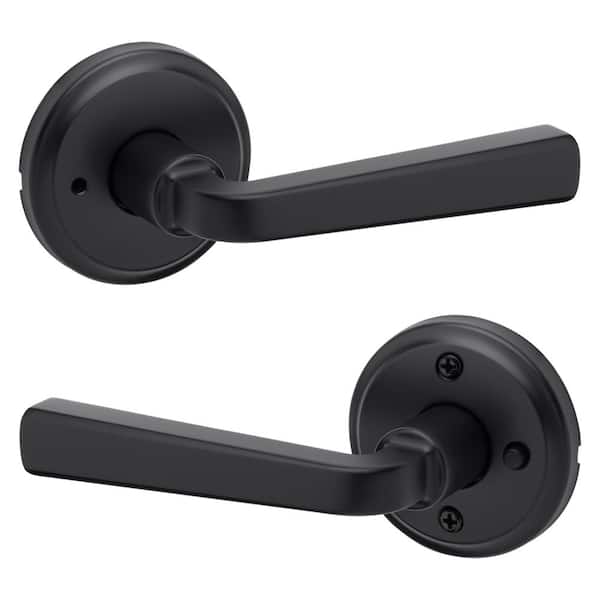Trafford Matte Black Reversible Round Straight Bed/Bath Door Handle