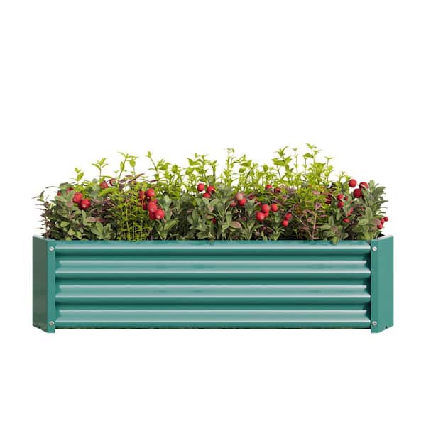 Unbranded 4 ft. x 2 ft. x 1 ft. Green Metal Rectangle Raised Garden Bed for Flowers Plants, Vegetables Herb