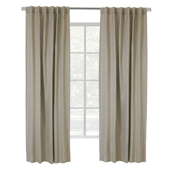 THERMALOGIC Galati Linen Polyester Herringbone 52 in. W x 95 in. L Dual Header Indoor Room Darkening Curtain (Single Panel)