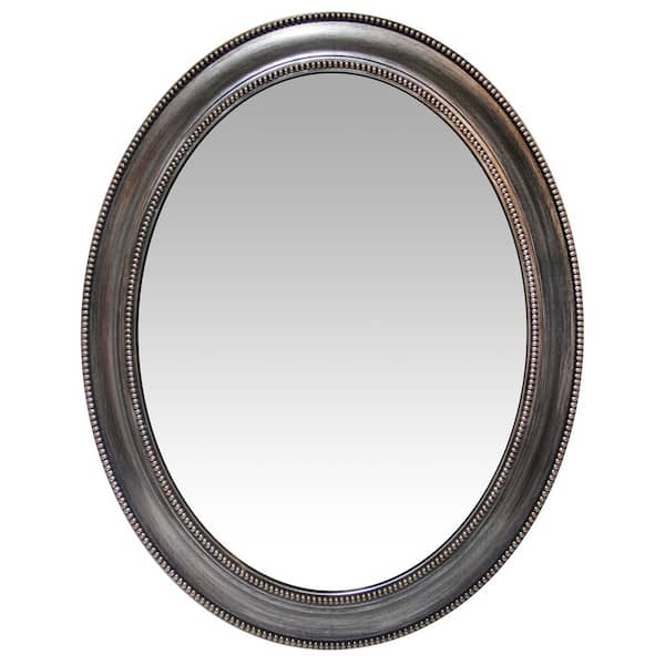 Infinity Instruments Sonore 24 in. W x 30 in. H Oval Victorian Antique Silver Plastic Frame Wall Mirror