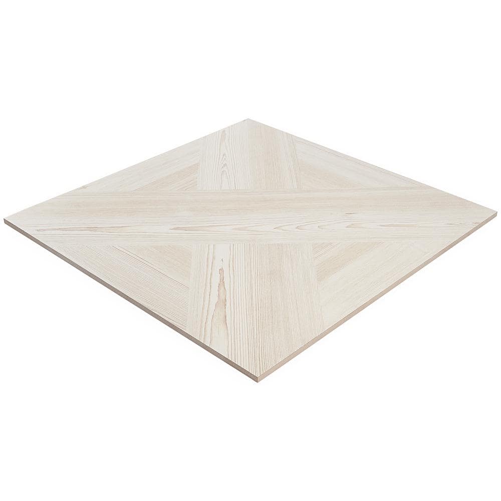 Large Format White Porcelain Wood Look Floor Tile