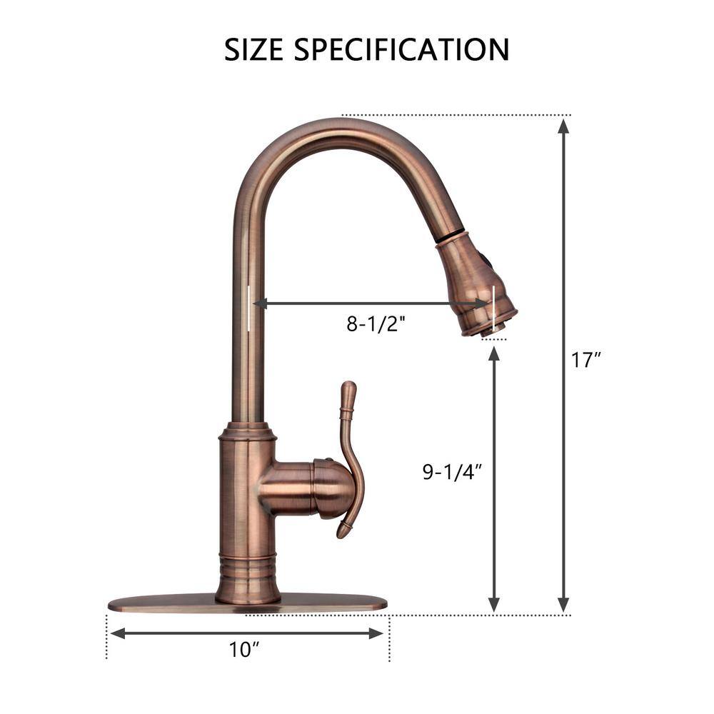 Antique Copper Pull Down Kitchen Faucet with Spray