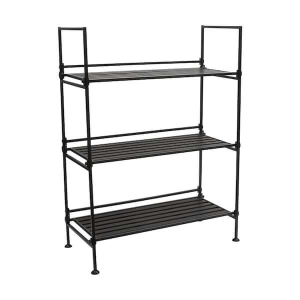 ORGANIZE IT ALL Black 3-Tier Floor Storage Shelving Unit with Shelf and Dark Metal Frame