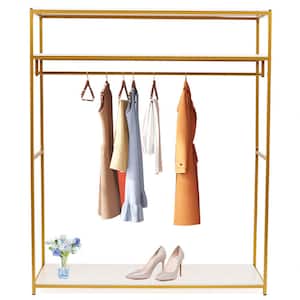 Gold Iron Freestanding Large Clothes Rack with Shelfves 15.74 in. W x 70.86 in. H
