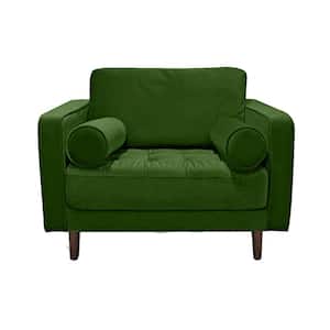 Green Velvet Accent Chair with Pillows