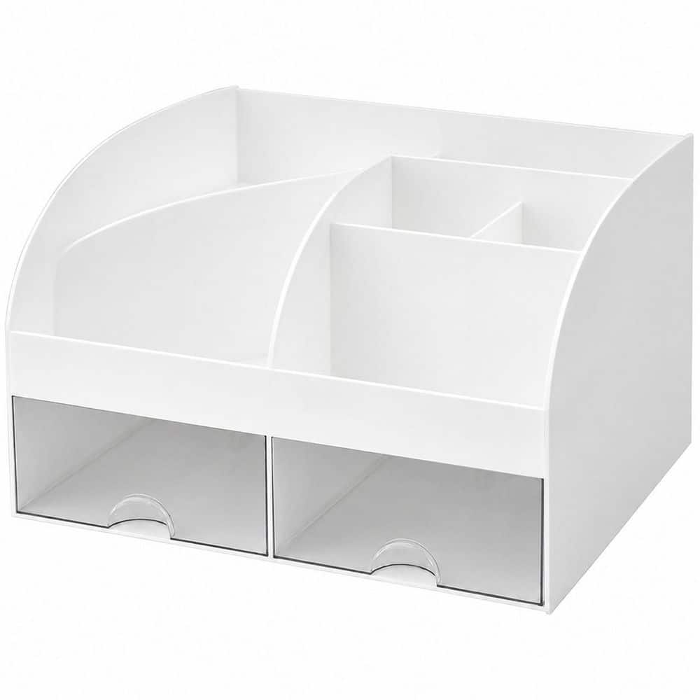 Tabletop Makeup Organizer with 2 Drawers and 6 Compartments, Transparent Design, White for Vanity and Desk price history on PriceWatchPro