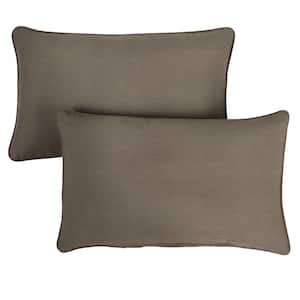 Sunbrella Canvas Taupe Rectangular Outdoor Corded Lumbar Pillows (2-Pack)