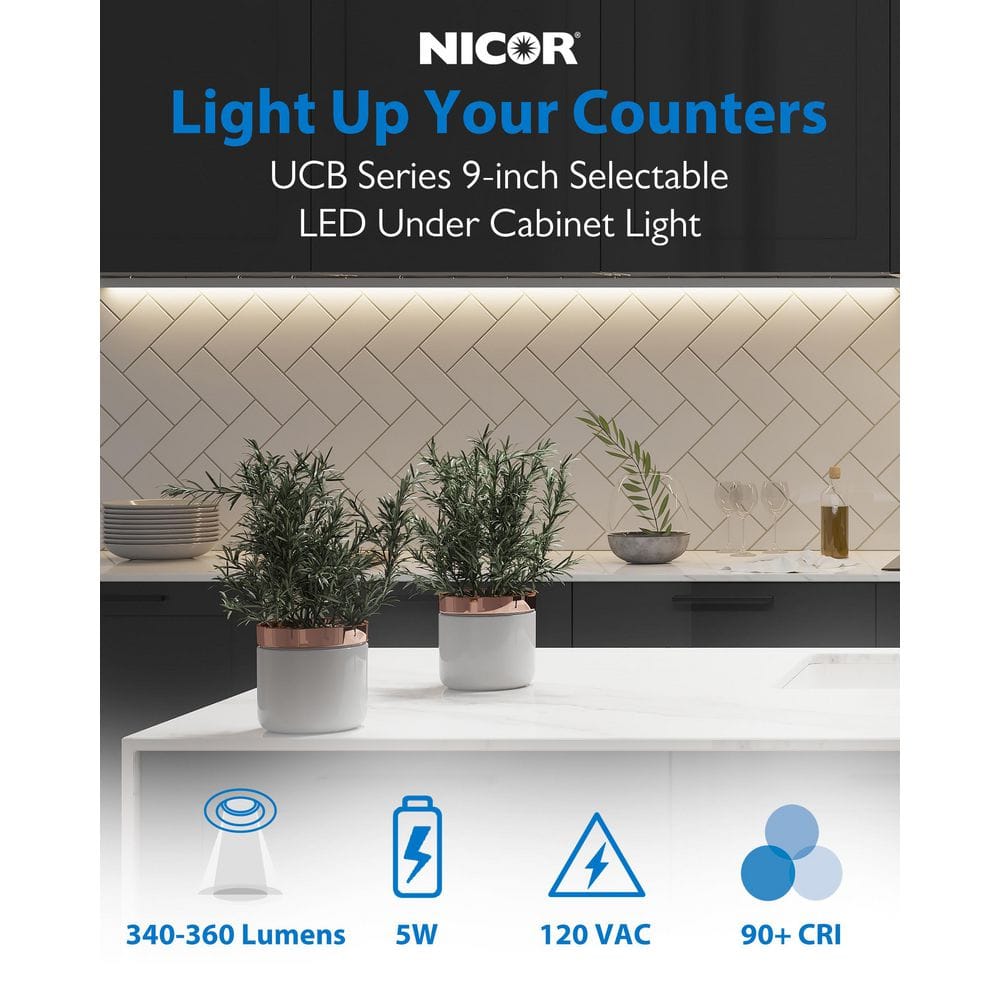9-Inch White Adjustable LED Under Cabinet Light with Switch