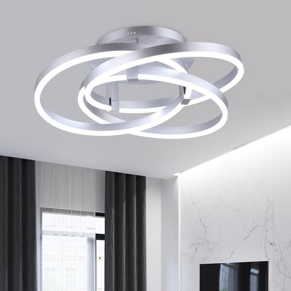 Maxax Carson 3-Light 11.6 in. Silver Simple Geometric LED Semi 